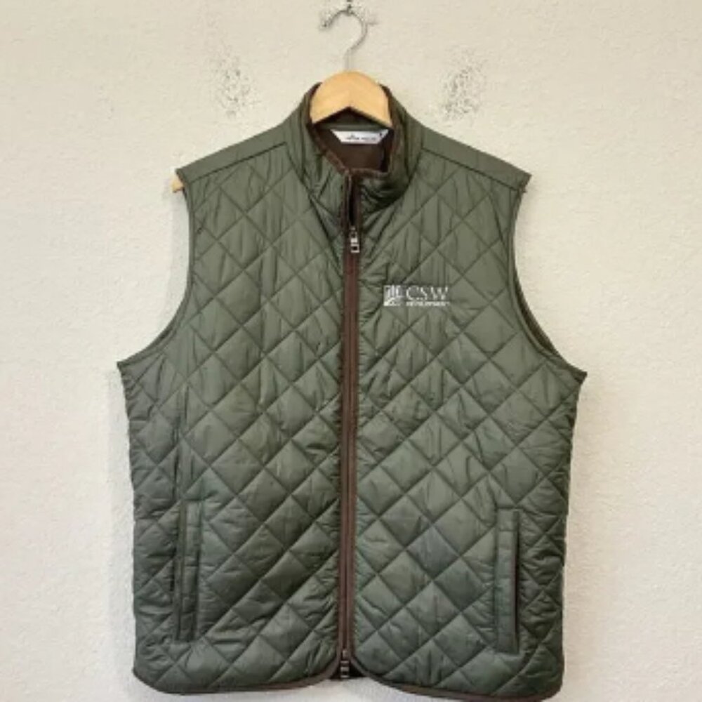 PETER MILLAR Essex Quilted Vest Olive Green Full Zip Jacket Company NWT